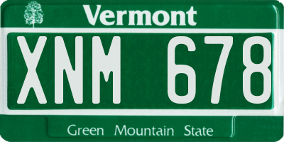 VT license plate XNM678
