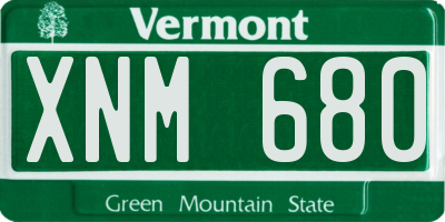 VT license plate XNM680