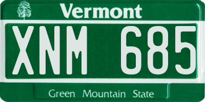 VT license plate XNM685