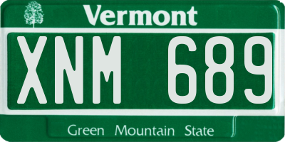 VT license plate XNM689