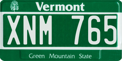 VT license plate XNM765