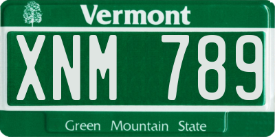 VT license plate XNM789