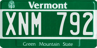 VT license plate XNM792