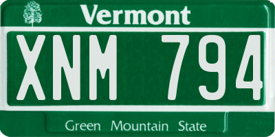 VT license plate XNM794