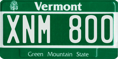 VT license plate XNM800