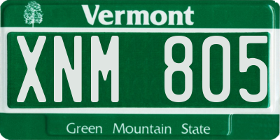 VT license plate XNM805