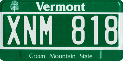 VT license plate XNM818