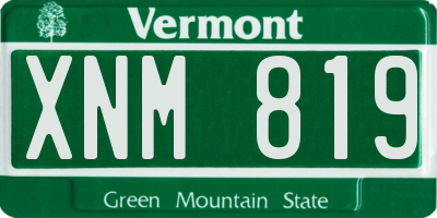 VT license plate XNM819