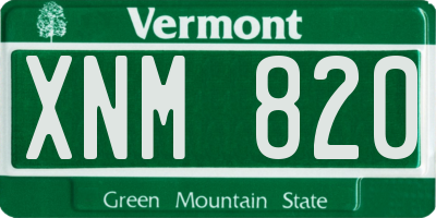 VT license plate XNM820