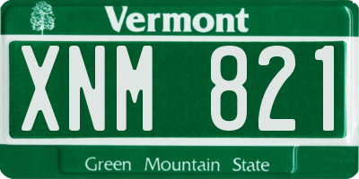 VT license plate XNM821