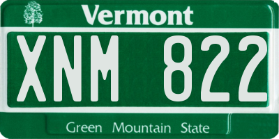 VT license plate XNM822