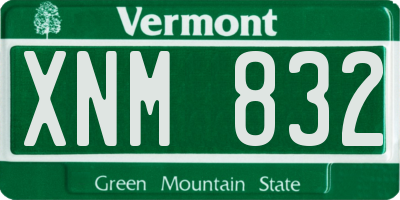 VT license plate XNM832