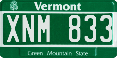 VT license plate XNM833