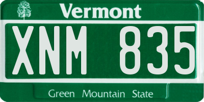 VT license plate XNM835