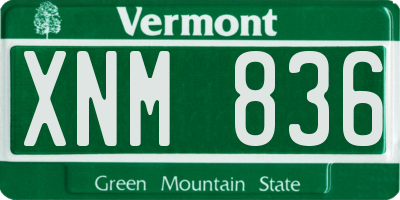 VT license plate XNM836