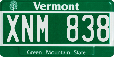 VT license plate XNM838