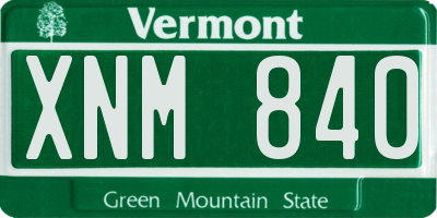 VT license plate XNM840