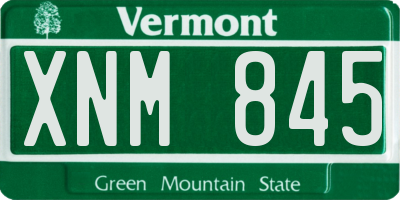 VT license plate XNM845