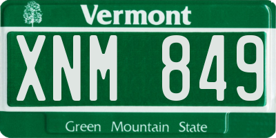 VT license plate XNM849
