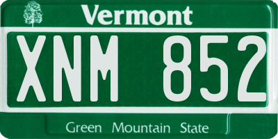 VT license plate XNM852