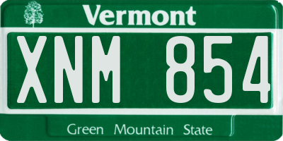VT license plate XNM854