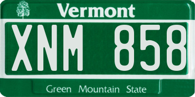 VT license plate XNM858