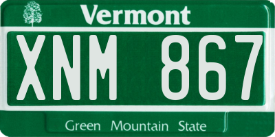 VT license plate XNM867
