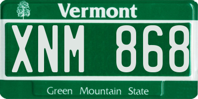 VT license plate XNM868