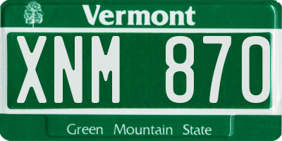 VT license plate XNM870