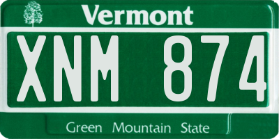 VT license plate XNM874