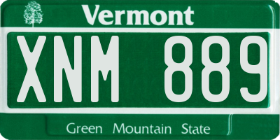 VT license plate XNM889
