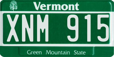 VT license plate XNM915