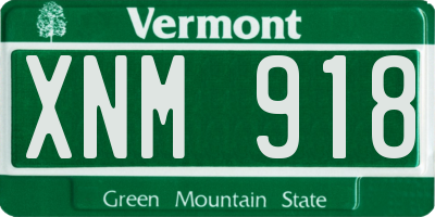 VT license plate XNM918