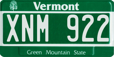 VT license plate XNM922