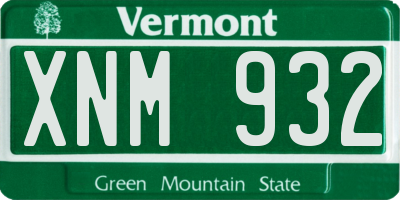VT license plate XNM932