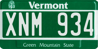 VT license plate XNM934