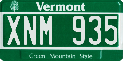 VT license plate XNM935