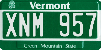 VT license plate XNM957