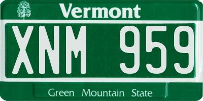 VT license plate XNM959