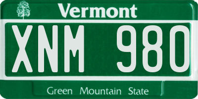 VT license plate XNM980
