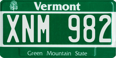 VT license plate XNM982