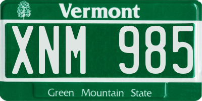 VT license plate XNM985