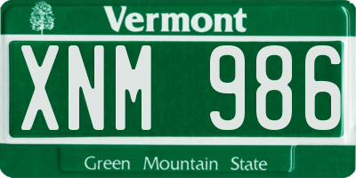 VT license plate XNM986