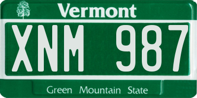 VT license plate XNM987