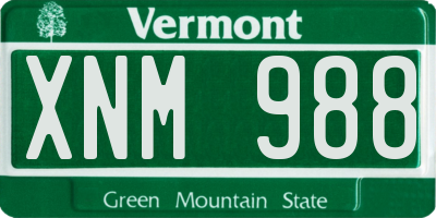 VT license plate XNM988