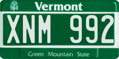 VT license plate XNM992