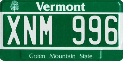 VT license plate XNM996
