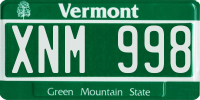 VT license plate XNM998