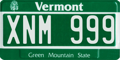 VT license plate XNM999
