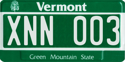 VT license plate XNN003